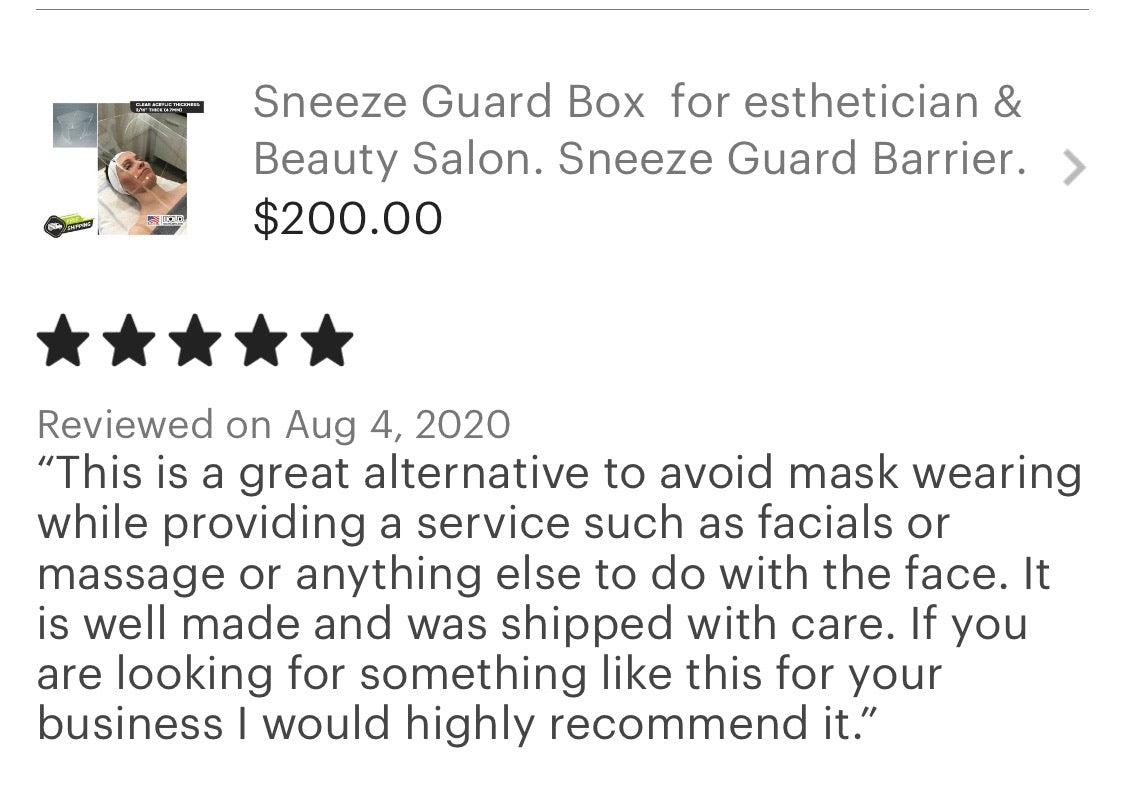 Lashes and Facial Acrylic Sneeze Guard for Esthetician & Beauty Salons